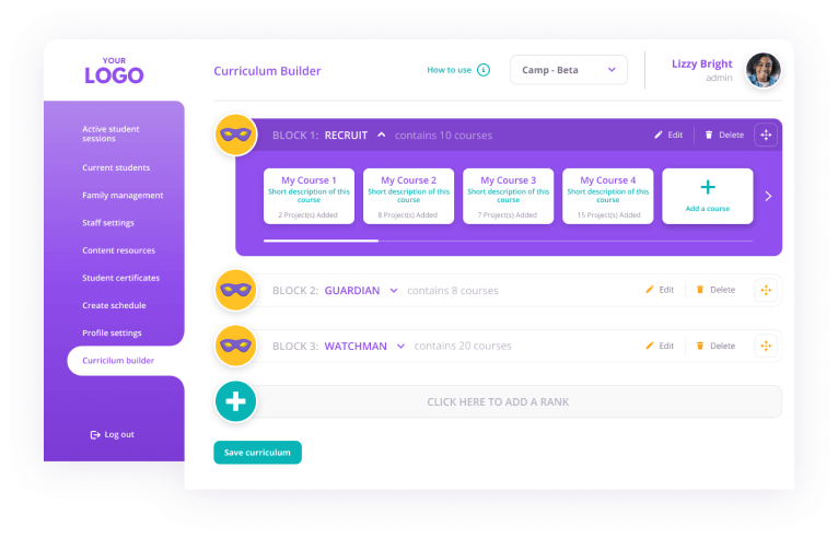 Frame with content management screen.
