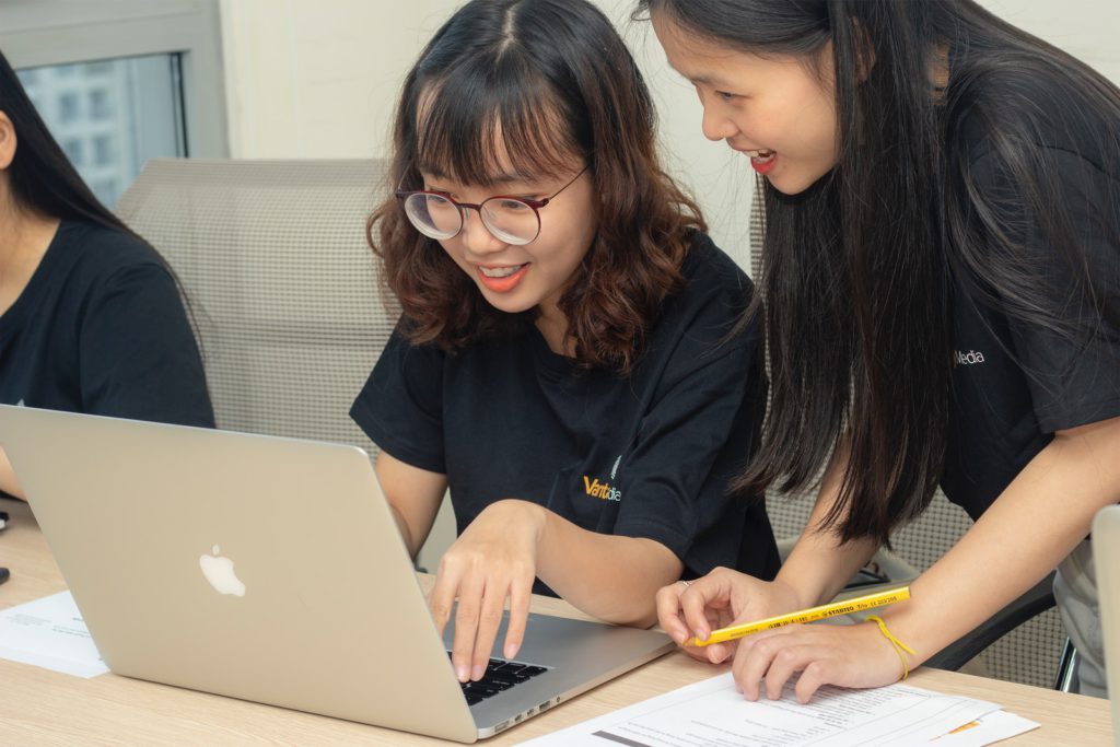 woman using MacBook